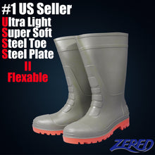Load image into Gallery viewer, ZERED™ SAVER Mens Waterproof Rubber Rain Boots Work Safety Boots - Steel Toe
