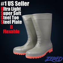 Load image into Gallery viewer, ZERED™ SAVER Mens Waterproof Rubber Rain Boots Work Safety Boots - Steel Toe