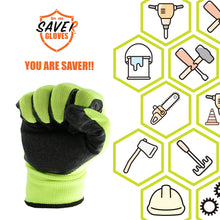 Load image into Gallery viewer, SAVER HEAVY DUTY High Visibility Latex Green Work and Gardening Gloves