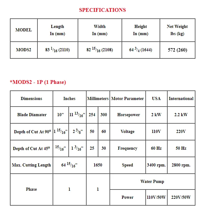 Site Saw MOD-S2 - 1 phase-110V