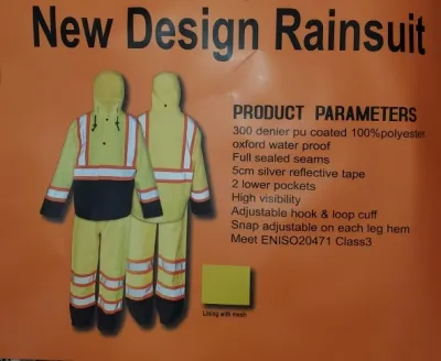 Rain Jacket, 2X/3X Large, 100% Poly-Fluorescent Color