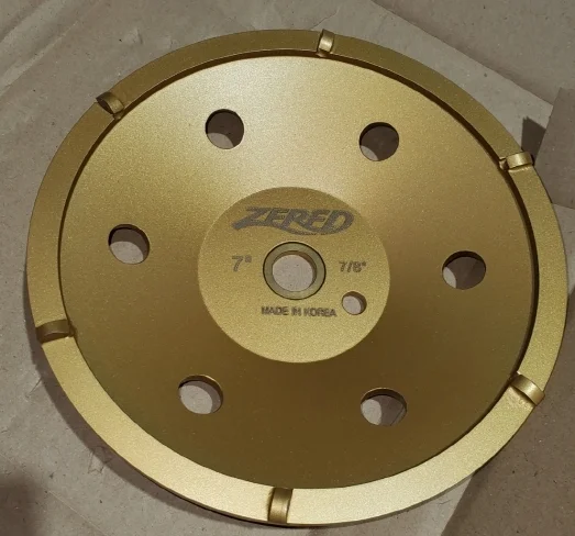 7" PCD Cup Wheel x 5/8"-7/8" w/Pin Hole, 6 Segment