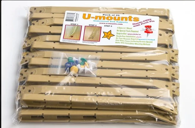 Go-Clip, U-Mounts Hand Free Undermount Sink Support, 25pcs/pack